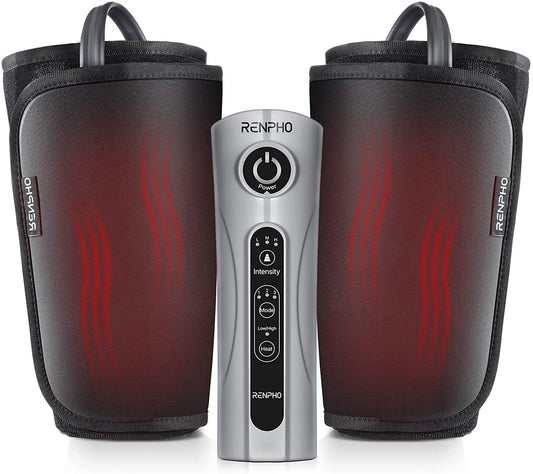Renpho Leg Massager with Heat, Pu Leather Easy to Clean, Calf Thigh Foot Massage, Adjustable Wrap fit Most Size, 2 Heating, 3 Modes, 3 Intensities, Gifts for Men Women Dad Mom image 0