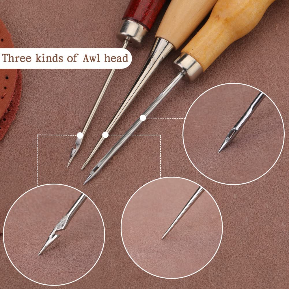 243Pcs Leather Working Tools and Supplies with Instruction, Leather Stamping Tools, Snaps and Fasteners Kit, Waxed Thread Cord, Cutting Mat, Leather Tooling Starter Kit for DIY Leather Craft image 4