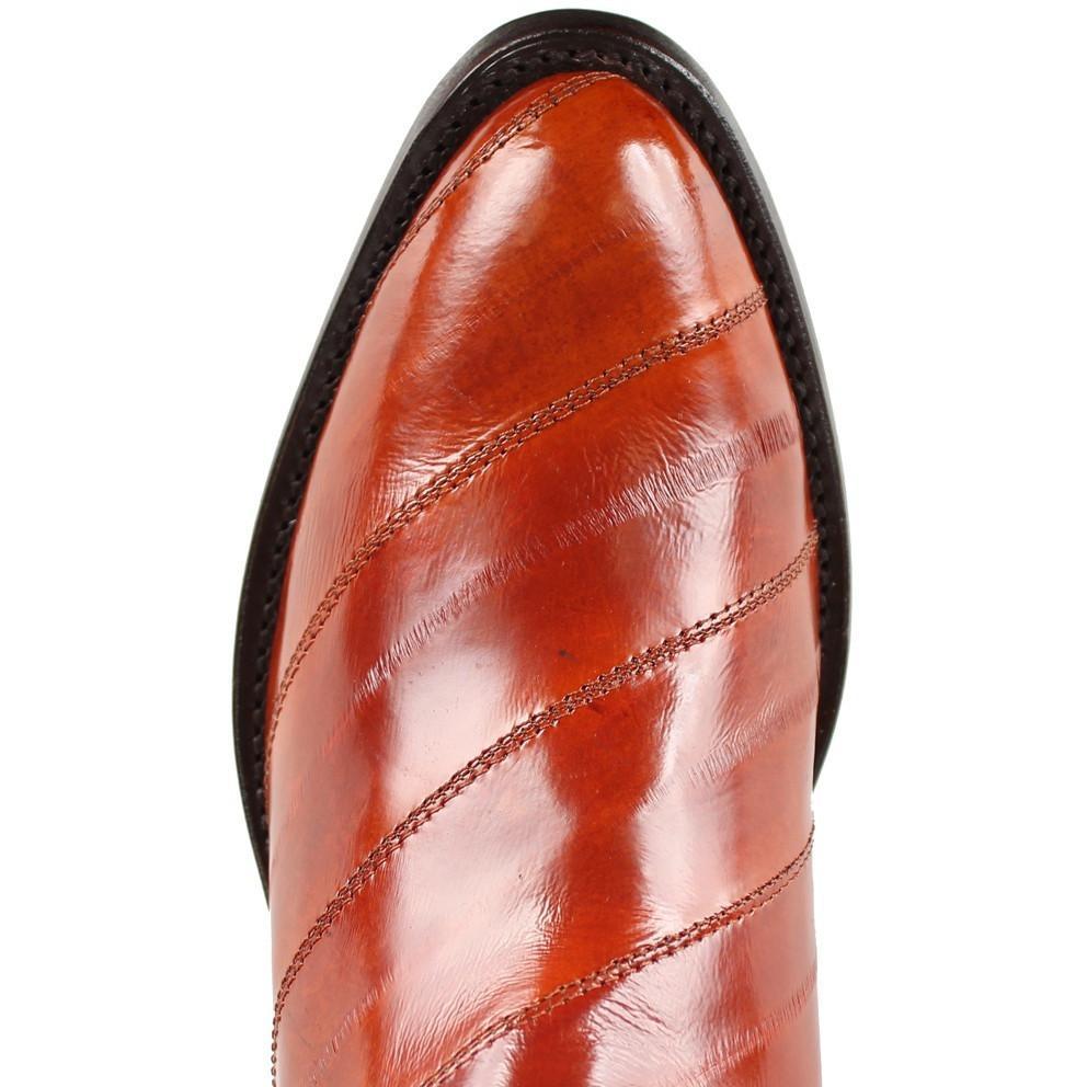 Los Altos Boots Mens #650803 Round Toe | Genuine Eel Skin Boots Handcrafted | Color Cognac image 1