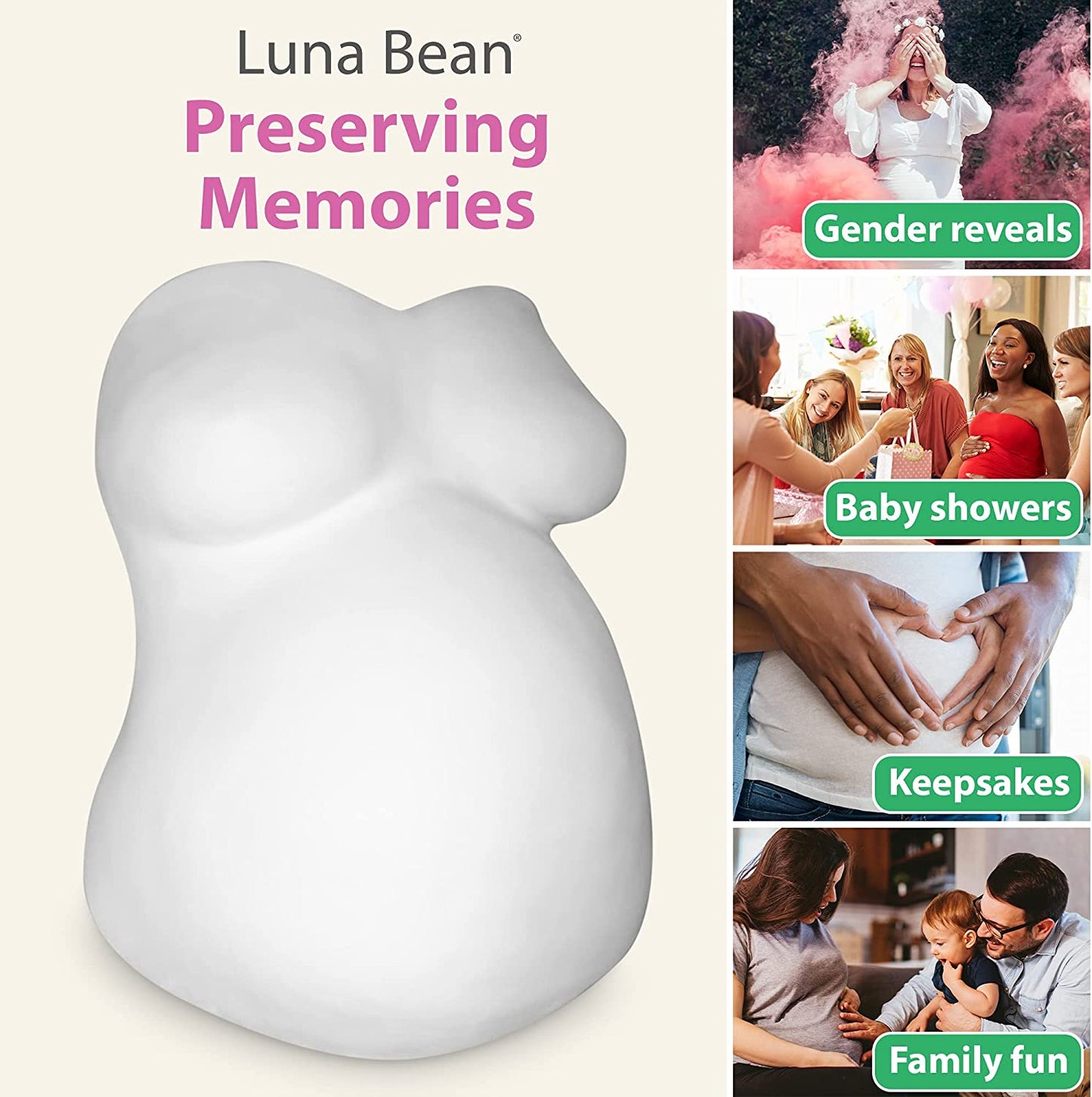 Luna Bean Deluxe Belly Casting Kit Pregnancy - Baby Bellies Baby Casting Kit - Pregnancy Belly Plaster Molding Casting Kit-New Moms Casting Keepsakes image 3