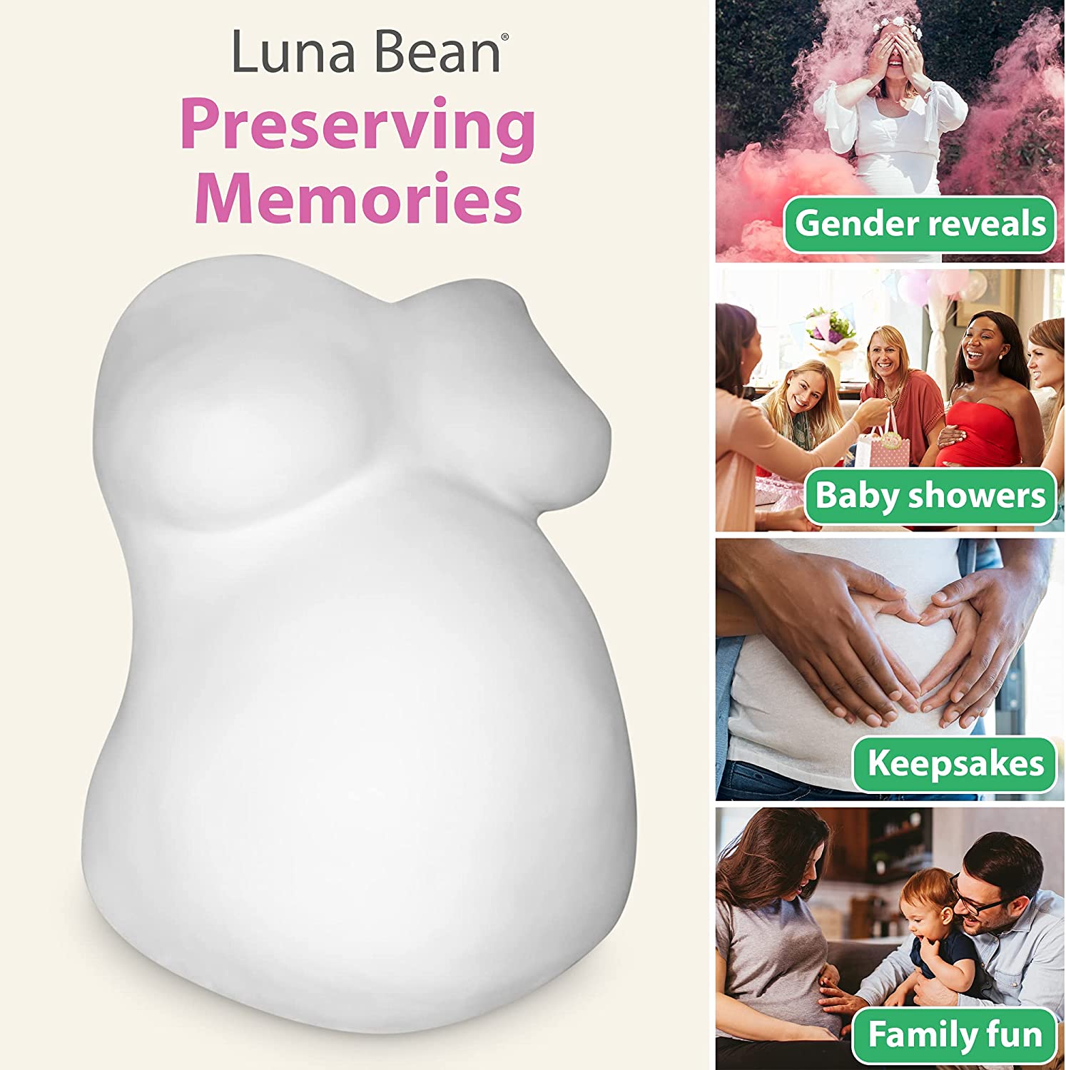 Luna Bean Deluxe Belly Casting Kit Pregnancy - Baby Bellies Baby Casting Kit - Pregnancy Belly Plaster Molding Casting Kit-New Moms Casting Keepsakes image 3