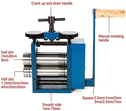 Manual Rolling Mill Machine - 3" Roller Manual Combination Rolling Mill Flatten Machine - Jewelry DIY Tool &amp; Equipments Gear Ratio 1:6 for DIY Jewelers Craft professional (Roll presser: 75mm) image 4