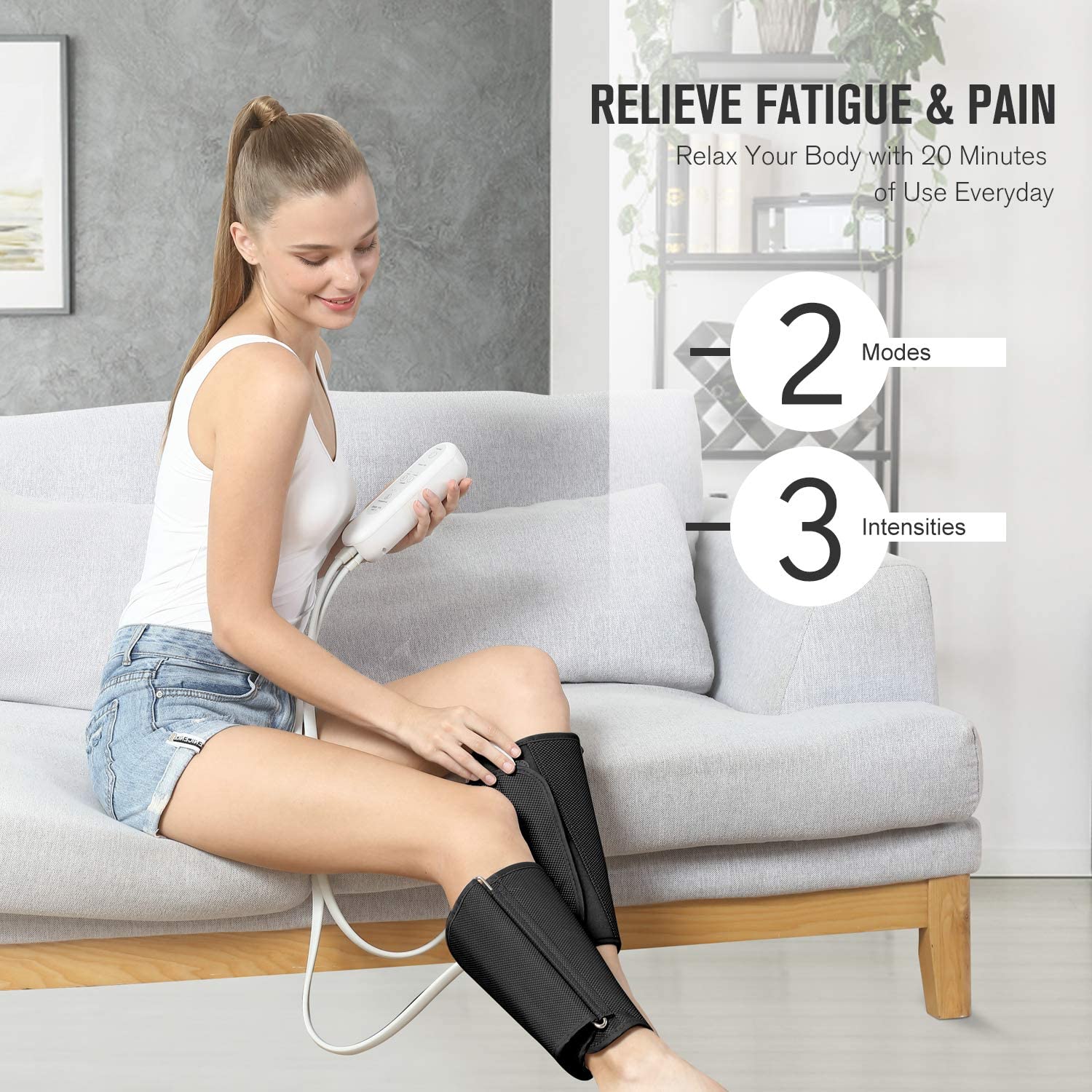 FIT KING Leg Massager for Circulation and Muscle Relaxation, Air Compression Calf Massager for Edema and RLS with 2 Modes 3 Intensities FT-008A image 1