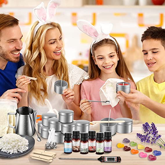 Complete Candle Making Kit,Candle Making Supplies,DIY Arts and Crafts Kits for Adults,Beginners,Kids Including Wax, Wicks, 6 Kinds of Scents,Dyes,Melting Pot,Candle tins image 1