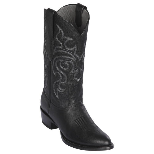 Los Altos Boots Mens #652705 Round Toe | Genuine Grisly Leather Boots | Color Black image 0