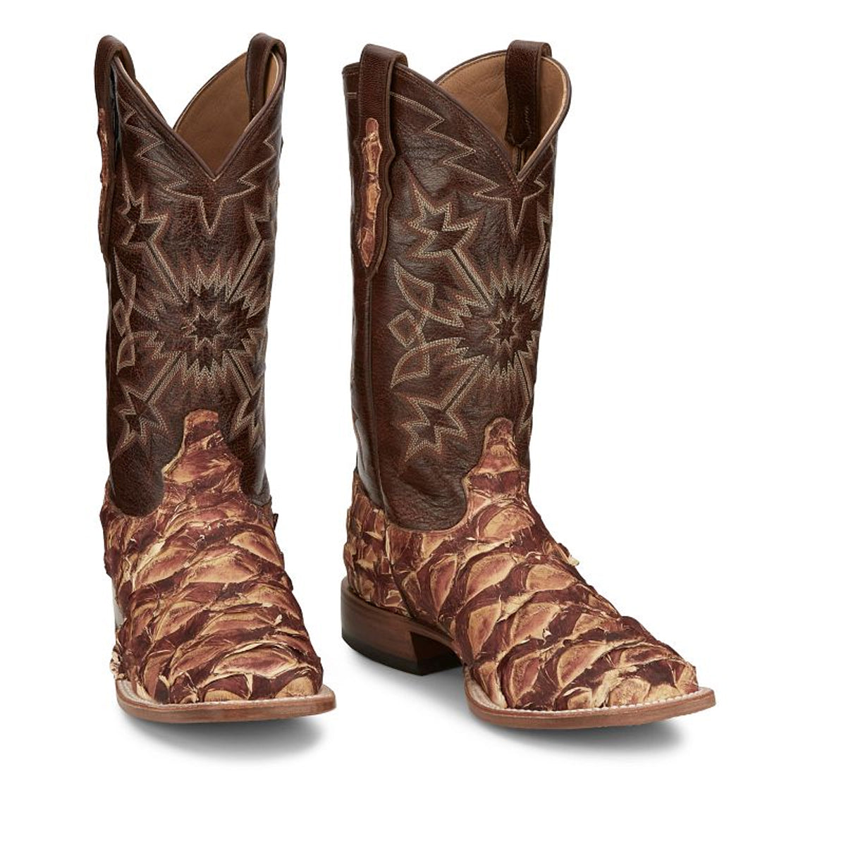 Tony Lamas Boots Men's Footwear Western Leon 13" Pirarucu Color Cognac image 0