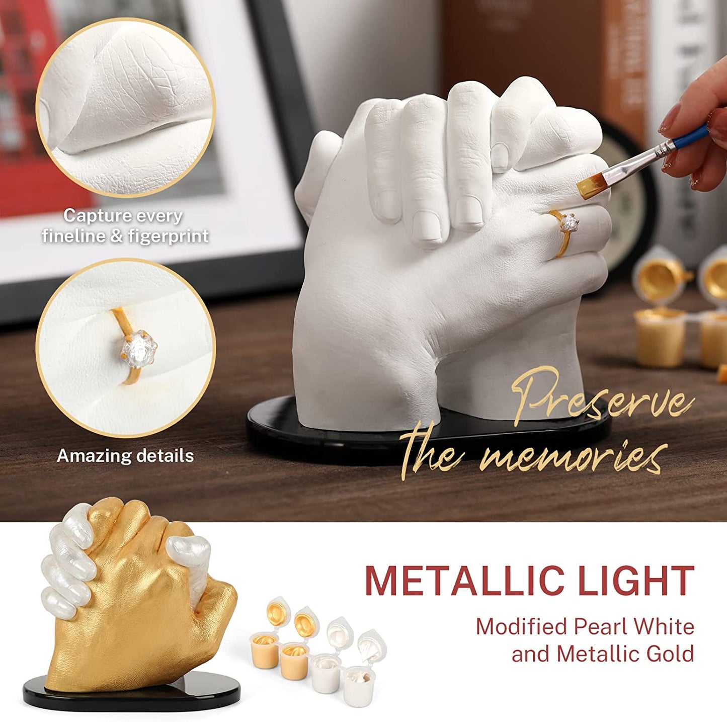 Hand Casting Kit for Couples, UnityStar Hand Mold Kit for Family Kids Mother's Day Gift Hand Sculpture Kit for Couple DIY Hand Statue Kit Adult &amp; Child, Wedding, Friends, Anniversary image 1