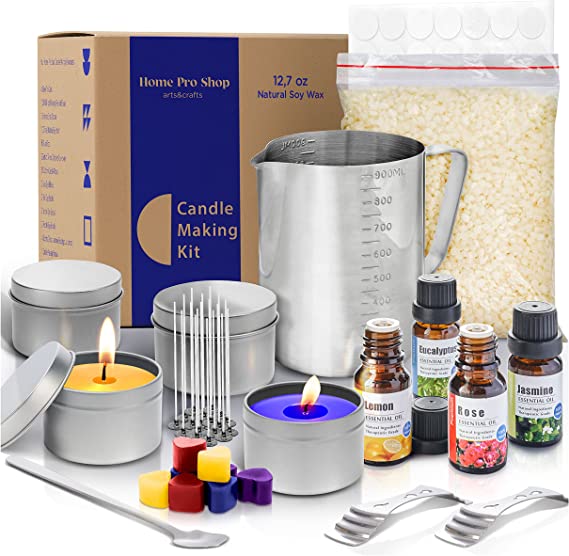 Candle Making Kit for Adults - Easy Use Homemade Candle Kit - DIY Candle Making Kit for Beginners - Candle Maker Kit Include 12.7oz Soy Wax, 50 Wicks, 4 Color Dyes, 4 Oil Scents, &amp; More image 0