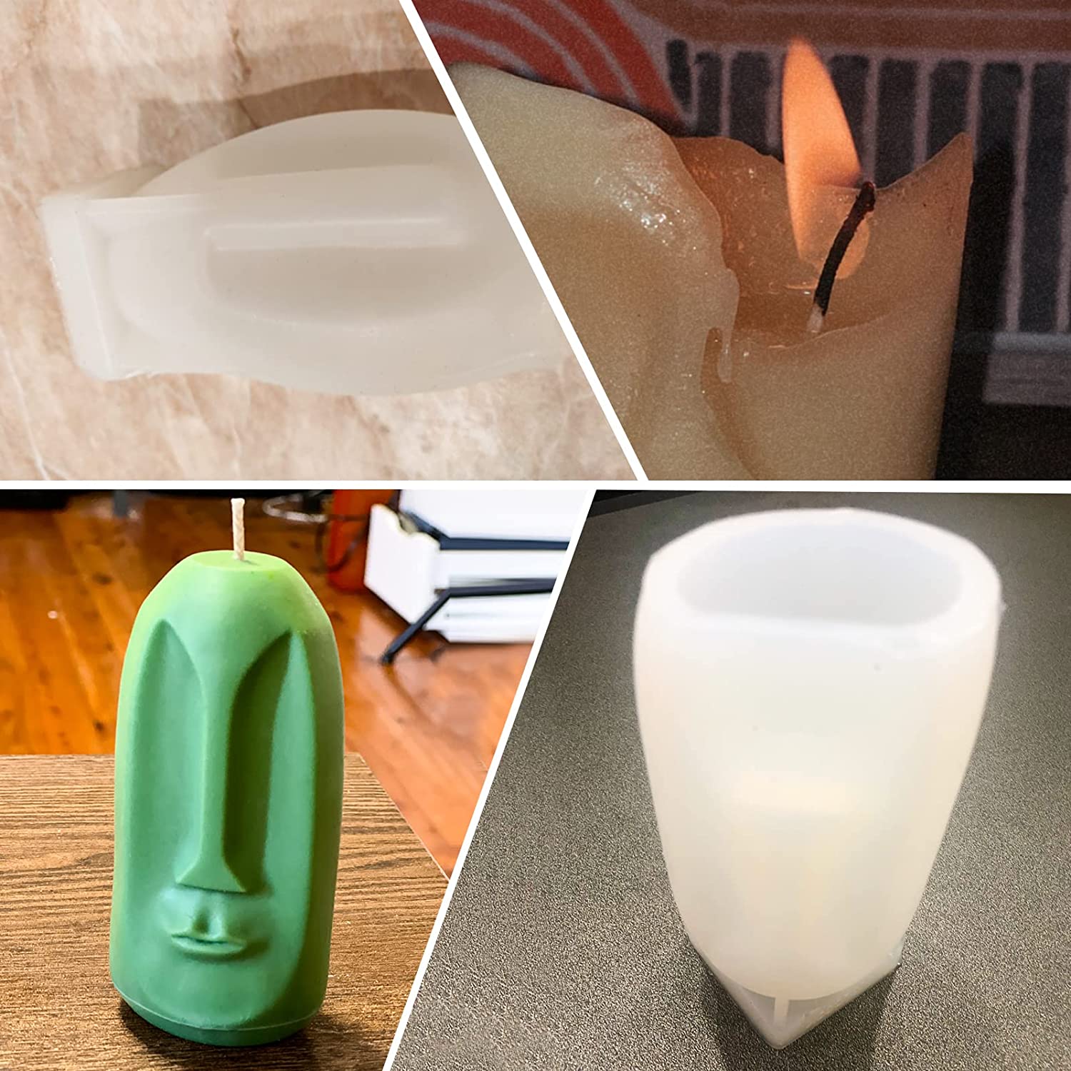 TOPYS 4Pcs 3D Human Face Candle Silicone Mold DIY Pillar Sculpture Votive Molds for Candles Making Handmade Soap Plaster Resin Craft for Holiday Home Decoration Gift image 6