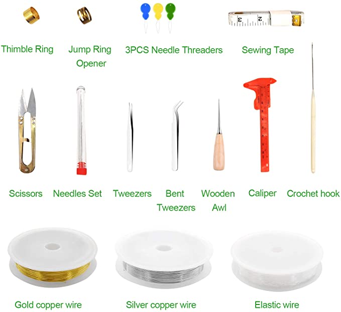 Jewelry Making Supplies Kit with Jewelry Tools, ForTomorrow Jewelry Wires Findings Set for Jewelry Repair, Beading, Bracelets, Earrings, DIY Handmade image 1