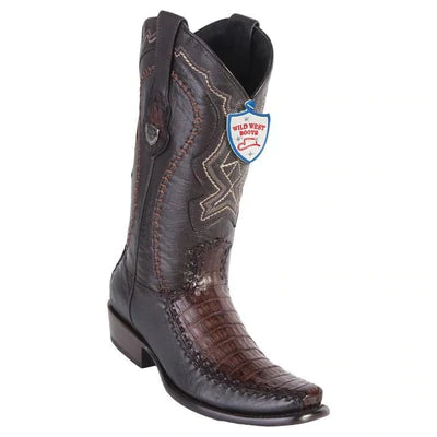 WILD WEST BOOTS #279F8216 MEN'S | COLOR FADED BROWN | MEN'S WILD WEST CAIMAN BELLY BOOTS DUBAI TOE HANDCRAFTED image 0