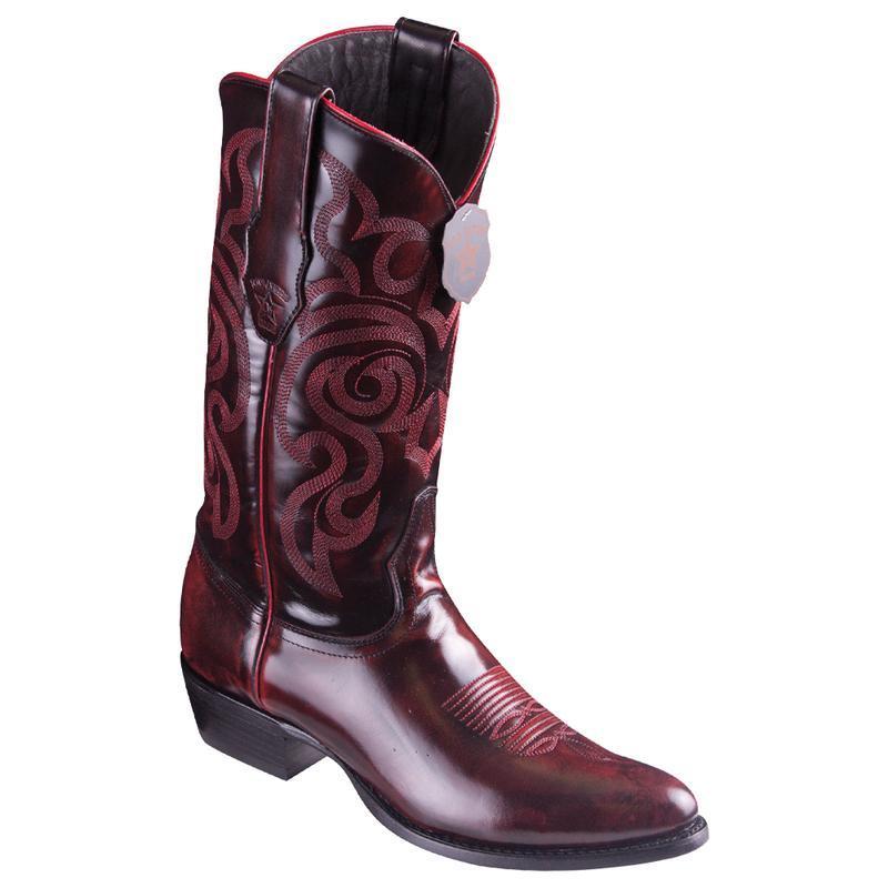 Los Altos Boots Mens #654218 Round Toe | Genuine Chameleon Leather Boots Handcrafted | Color Black Cherry image 0