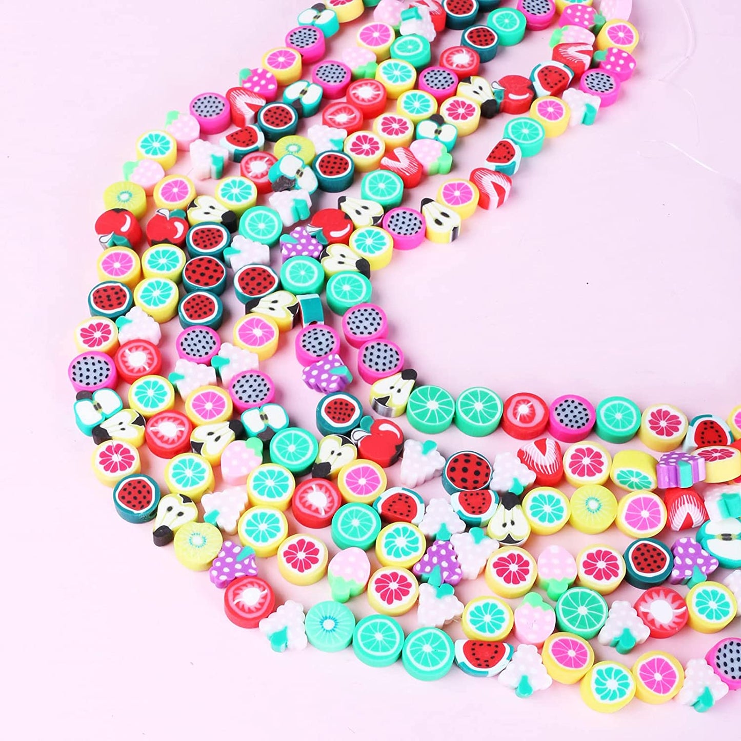 Jmzothie 120pcs Fruit Polymer Clay Beads, Assorted Mix Fruit Heishi Beads for Jewelry Crafts Making(Fruit) image 1