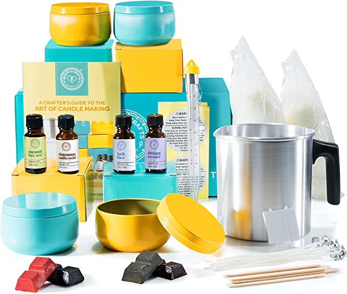 Hearts &amp; Crafts DIY Complete Soy Wax Candle Making Kit - 2lbs Soy Candle Wax and All Candle Making Supplies Included and Candle Jars - Complete DIY Candle Making Kit for Adults, Kids, &amp; Beginners image 0