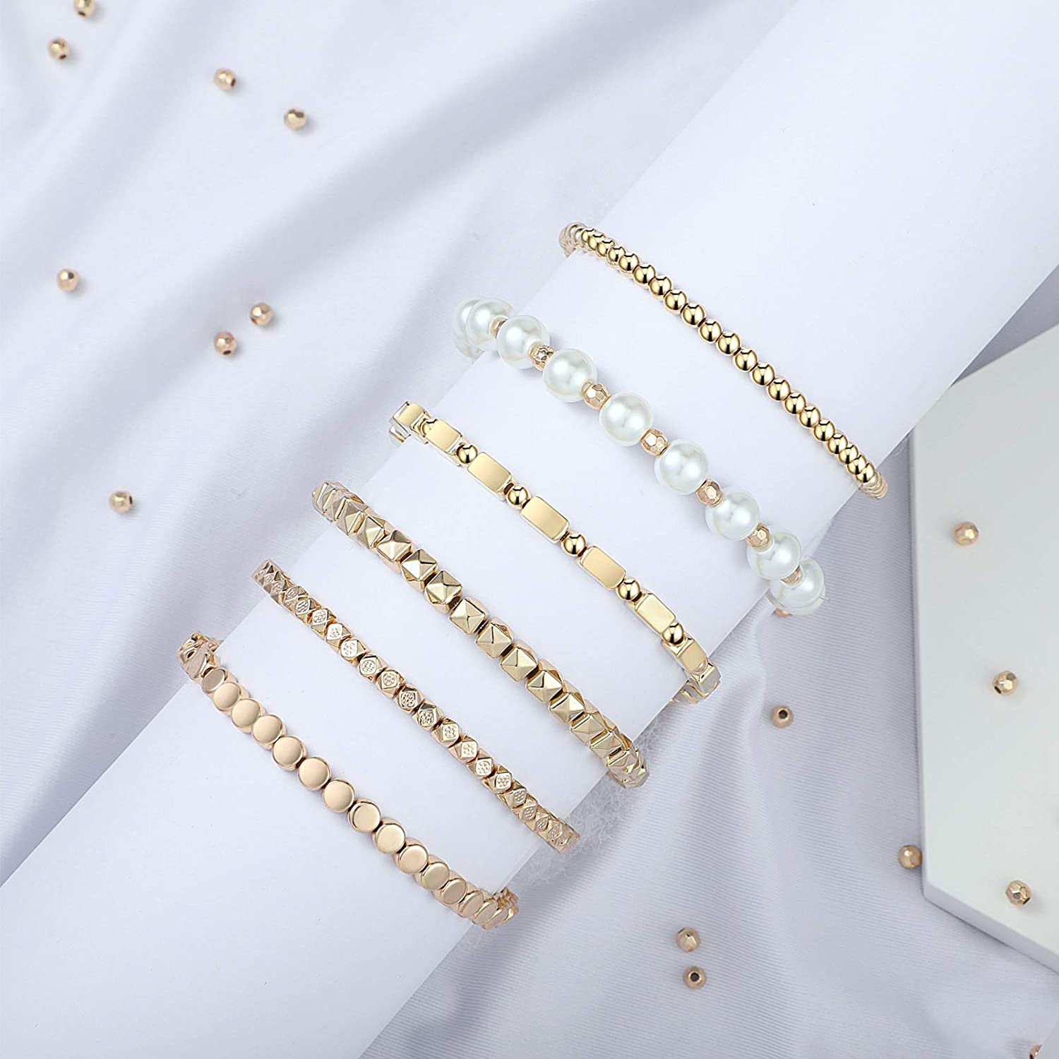 2200 Pieces Assorted Spacer Beads Faceted Rondelle Shape Beads Round Loose Bead Flat Disc Beads Tiny Tube Beads Small Spacer Beads with Hole for DIY Crafts Bracelets, Necklaces and Jewelry Making image 1
