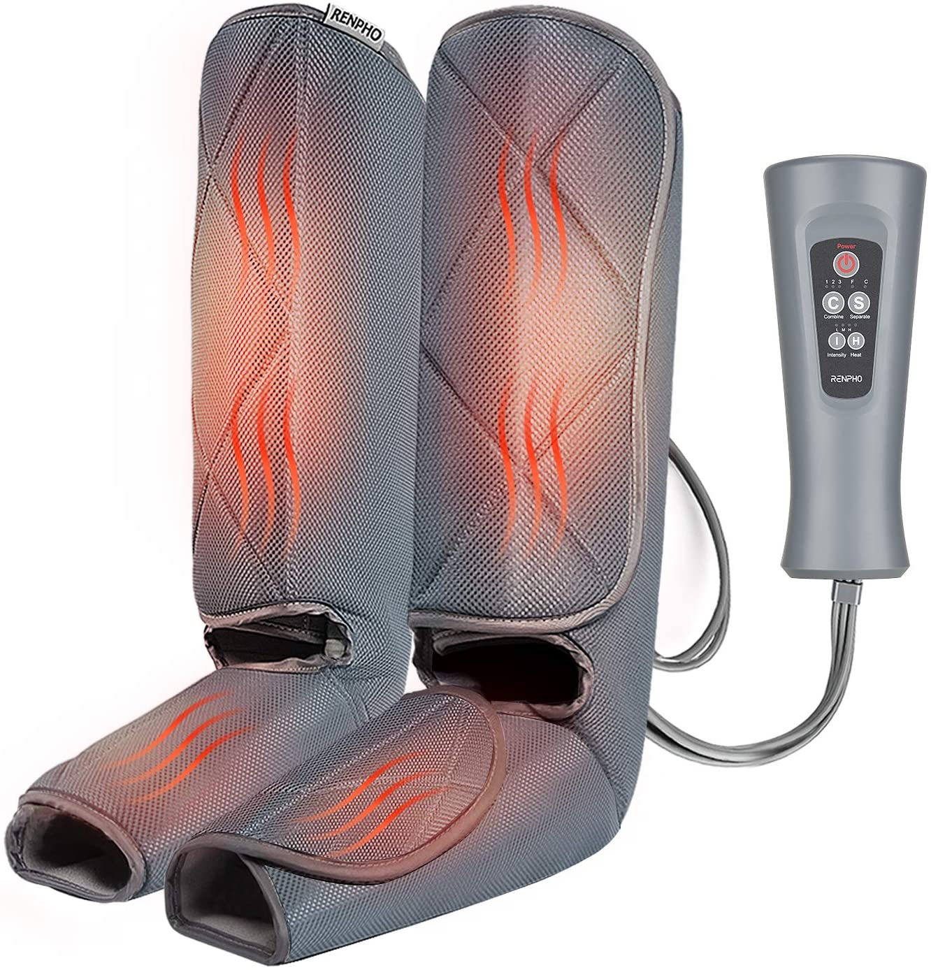 RENPHO Leg Massager with Heat, Compression Calf and Foot Massage, Adjustable Wraps for Most Size, with 5 Modes 3 Intensities 2 Heat, Gifts for Dad Mom image 0