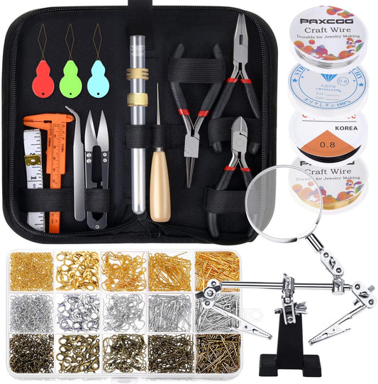 Paxcoo Jewelry Making Supplies Wire Wrapping Kit with Jewelry Beading Tools, Jewelry Wire, Helping Hands and Jewelry Findings for Jewelry Repair, Beading image 0