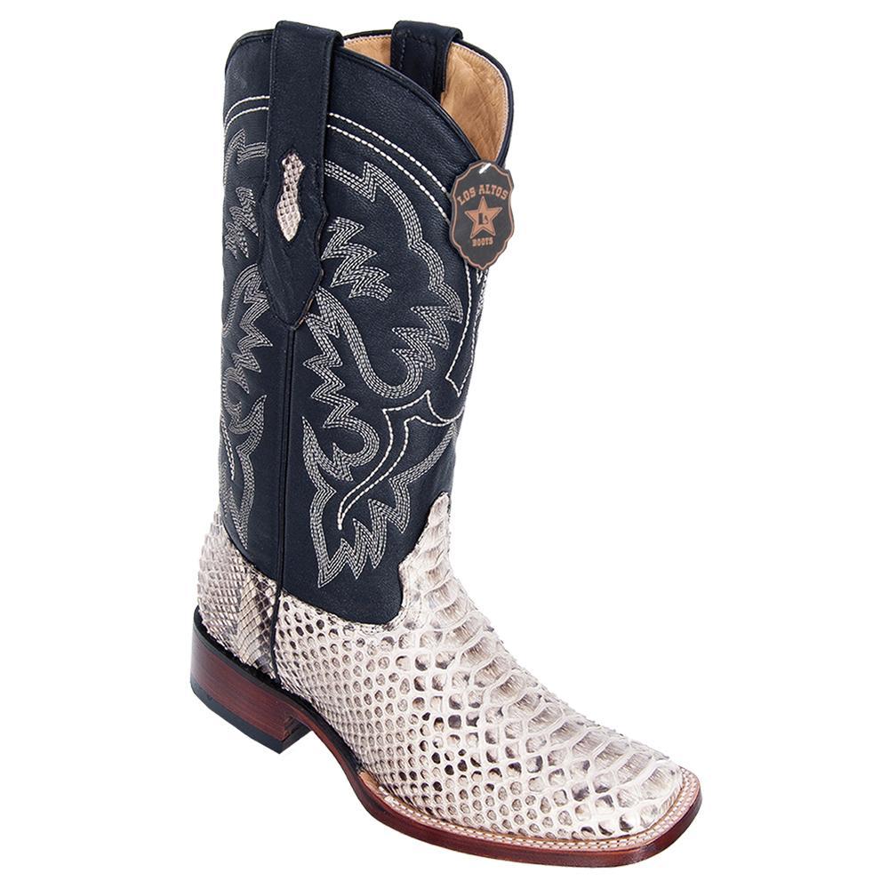 Los Altos Boots Mens #8225749 Wide Square Toe | Genuine Python Snakeskin Leather Boots | Color Natural image 0