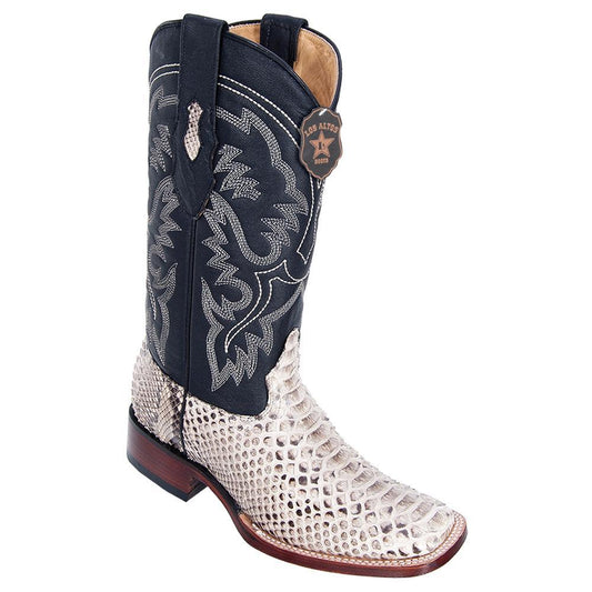 Los Altos Boots Mens #8225749 Wide Square Toe | Genuine Python Snakeskin Leather Boots | Color Natural image 0