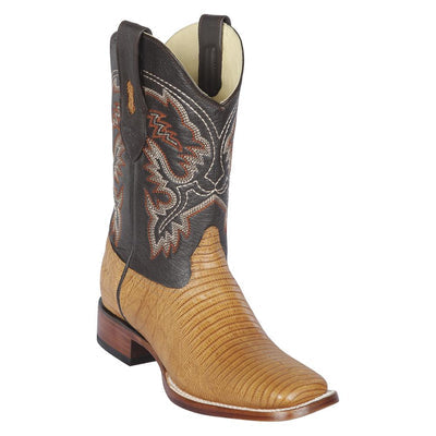 LOS ALTOS BOOTS MENS #8220353 WIDE SQUARE TOE | GENUINE OSTRICH LEATHER BOOTS | COLOR ANTIQUE SADDLE image 0