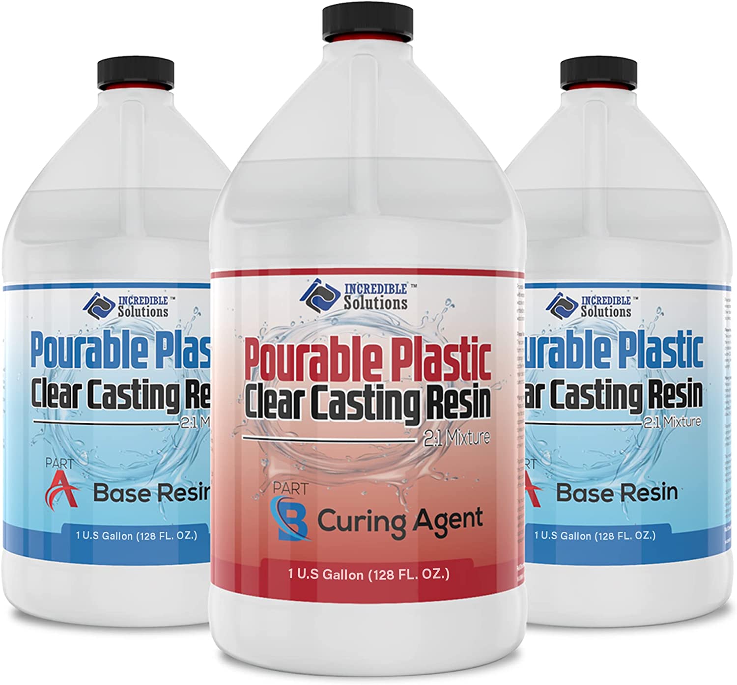 Pourable Plastic Deep Pour Up To 2" Thick USA Manufactured Clear Casting Resin 3 Gallon(2 Gallons Resin + 1 Gallon Curing Agent) Kit Perfect For River Tables &amp; Castings – Low Odor Epoxy, a 2:1 Ratio image 0