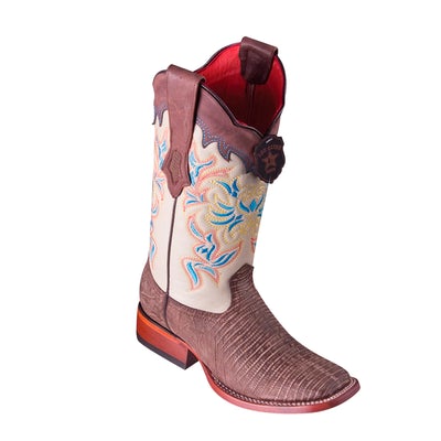 WOMEN’S LOS ALTOS TEJU LIZARD BOOTS WIDE SQUARE TOE HANDCRAFTED | COLOR SANDED BROWN (3220735) image 0