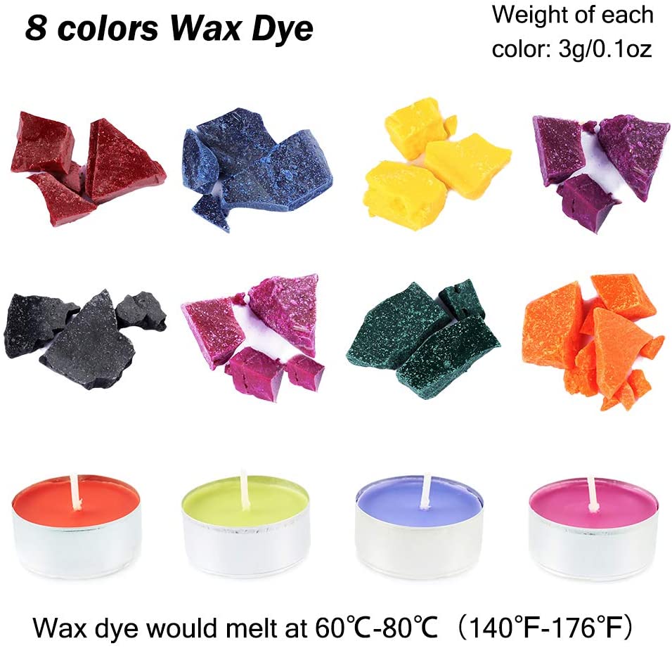 Sntieecr 113 PCS Candle Making Kit with 8 Colors Wax Candle Dye, 550ml Candle Pouring Pot, Candle Wicks, Candle Wicks Sticker, Candle Wick Holder, Candle Tin Box and Thermometer for DIY Candles image 2