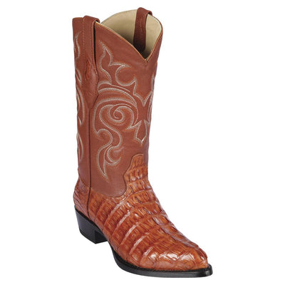 LOS ALTOS BOOTS MENS #990103 J TOE | GENUINE CAIMAN TAIL BOOTS | COLOR COGNAC image 0