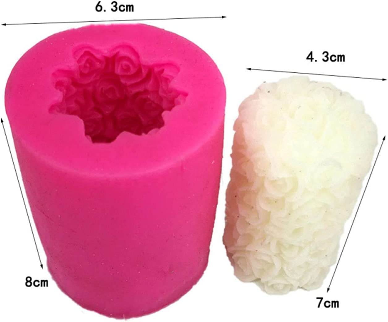 Cylinder Rose Flower Silicone Candle Mold for Handmade Soap, Bath Bomb, Lotion bar, Crayon, Wax, Polymer Clay image 1
