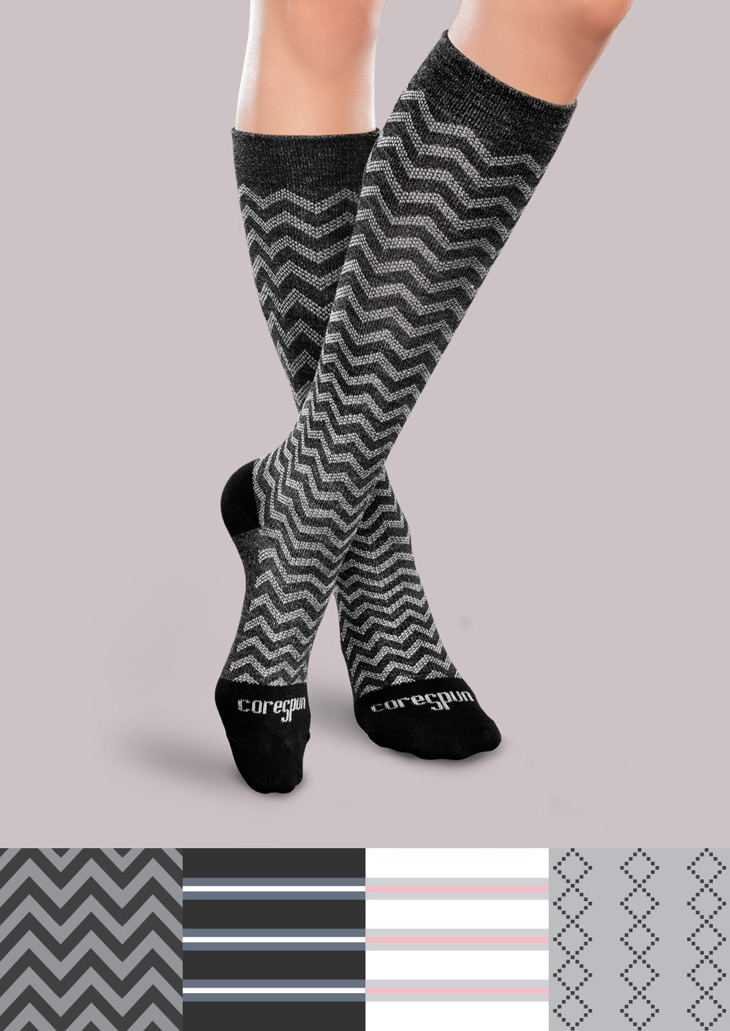 Mild Support Socks - Patterned Core Spun image 4