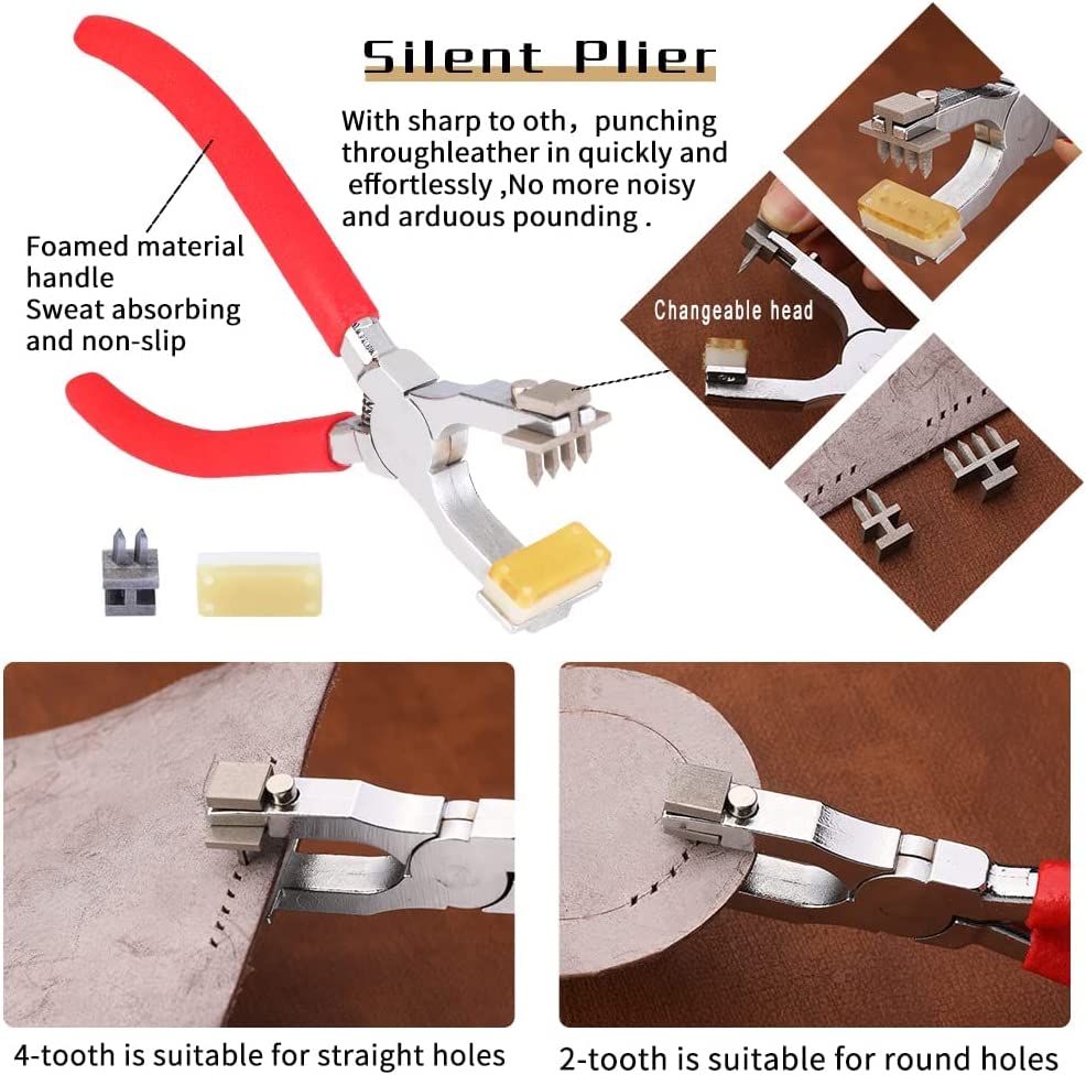 Jupean 424 Pieces Leather Working Tools and Supplies, Leather Craft Kits with Instructions, Leather Sewing Kit, Leather Tool Holder, Wooden Storage Box, Leather Stamping Set,Leather Tools and Supplies image 1