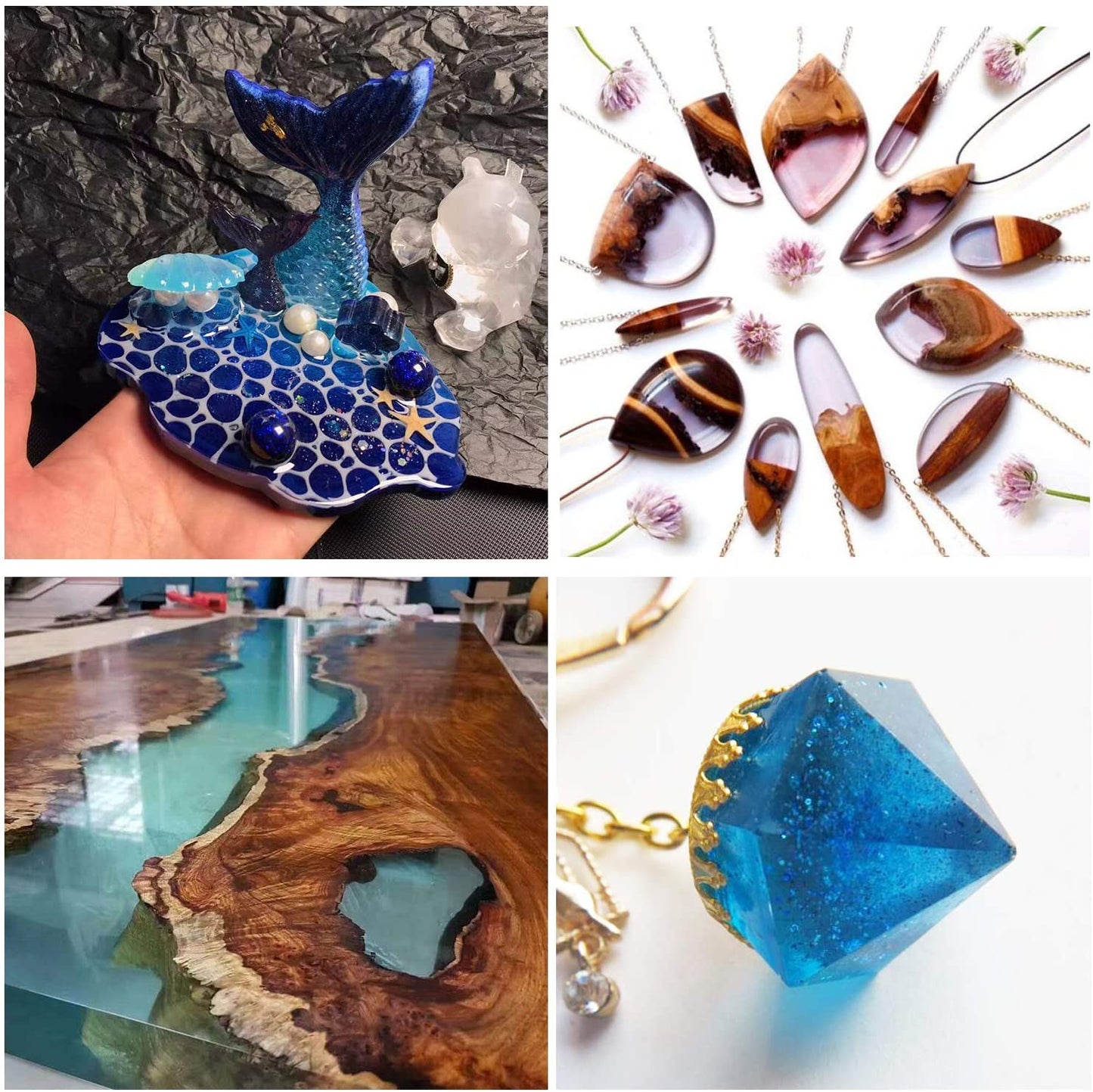 Epoxy Resin Clear Crystal Coating Kit 40oz - 2 Part Casting Resin for Art, Craft, Jewelry Making, River Tables, Bonus Gloves, Measuring Cup, Wooden Sticks, Dropper, Gold Foil Flakes and Tweezers image 4