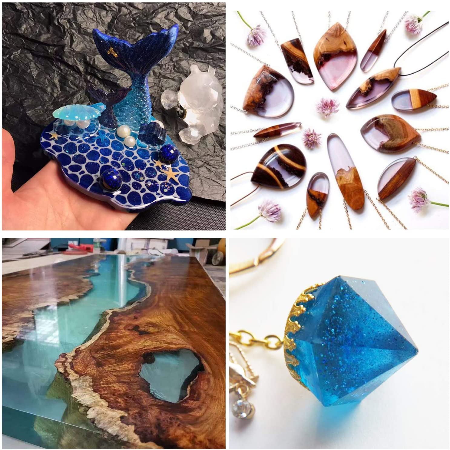 Epoxy Resin Clear Crystal Coating Kit 40oz - 2 Part Casting Resin for Art, Craft, Jewelry Making, River Tables, Bonus Gloves, Measuring Cup, Wooden Sticks, Dropper, Gold Foil Flakes and Tweezers image 4