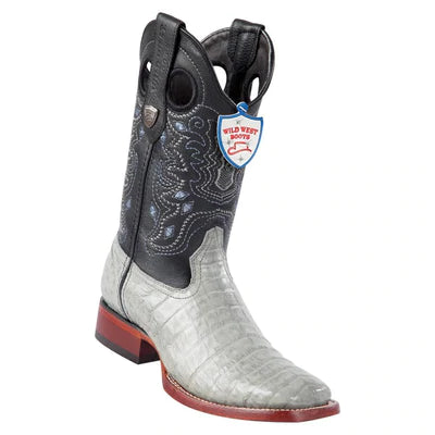 WILD WEST BOOTS #28248209 MEN'S | COLOR GRAY | MEN'S WILD WEST SQUARE TOE CAIMAN BELLY BOOTS HANDCRAFTED image 0
