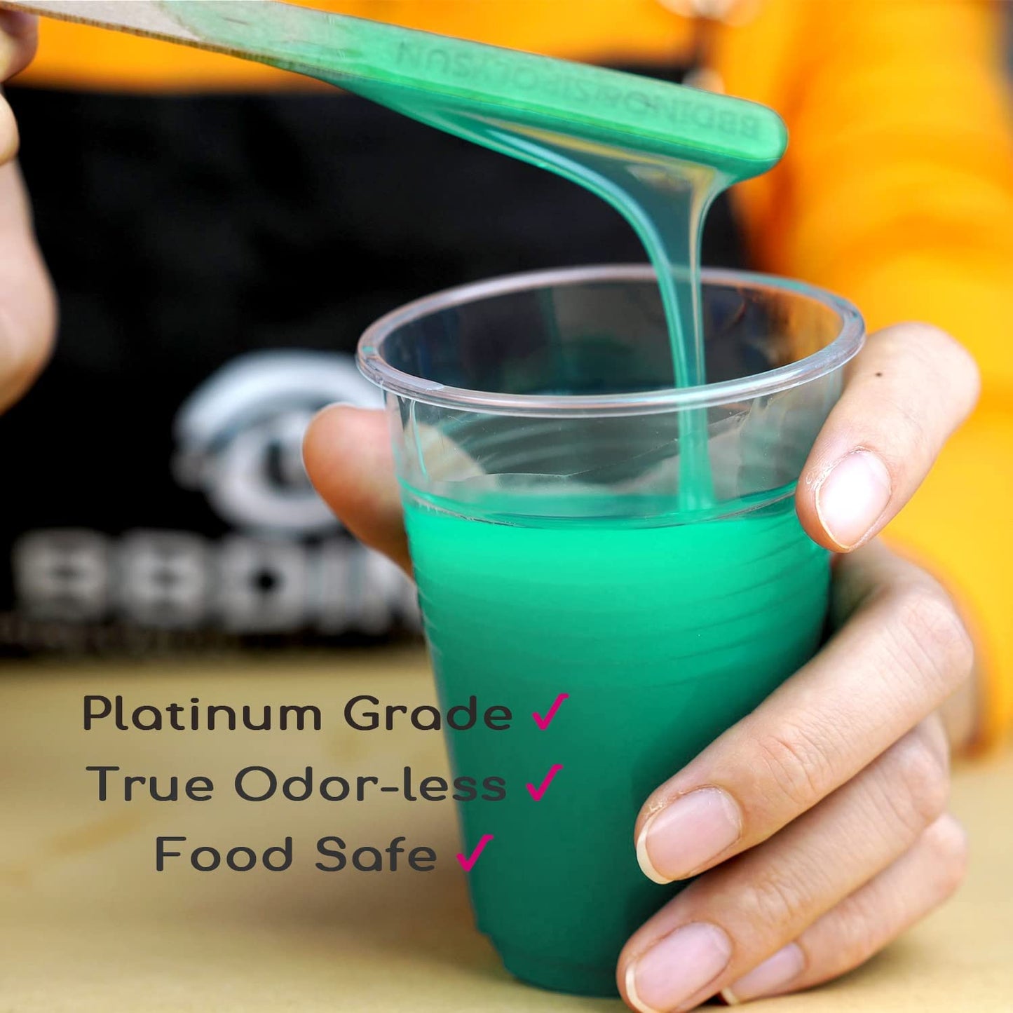 BBDINO Super Elastic Silicone Mold Making Kit, Mold Making Silicone Rubber N.W. 21.16 oz, Liquid Silicone Rubber Mold Making, Ideal for Casting 3D Silicone Molds| Food Molds 1:1 by Volume, Jade Green image 4