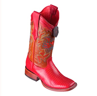 WOMEN’S LOS ALTOS TEJU LIZARD BOOTS WIDE SQUARE TOE HANDCRAFTED | COLOR RED (3220712) image 0