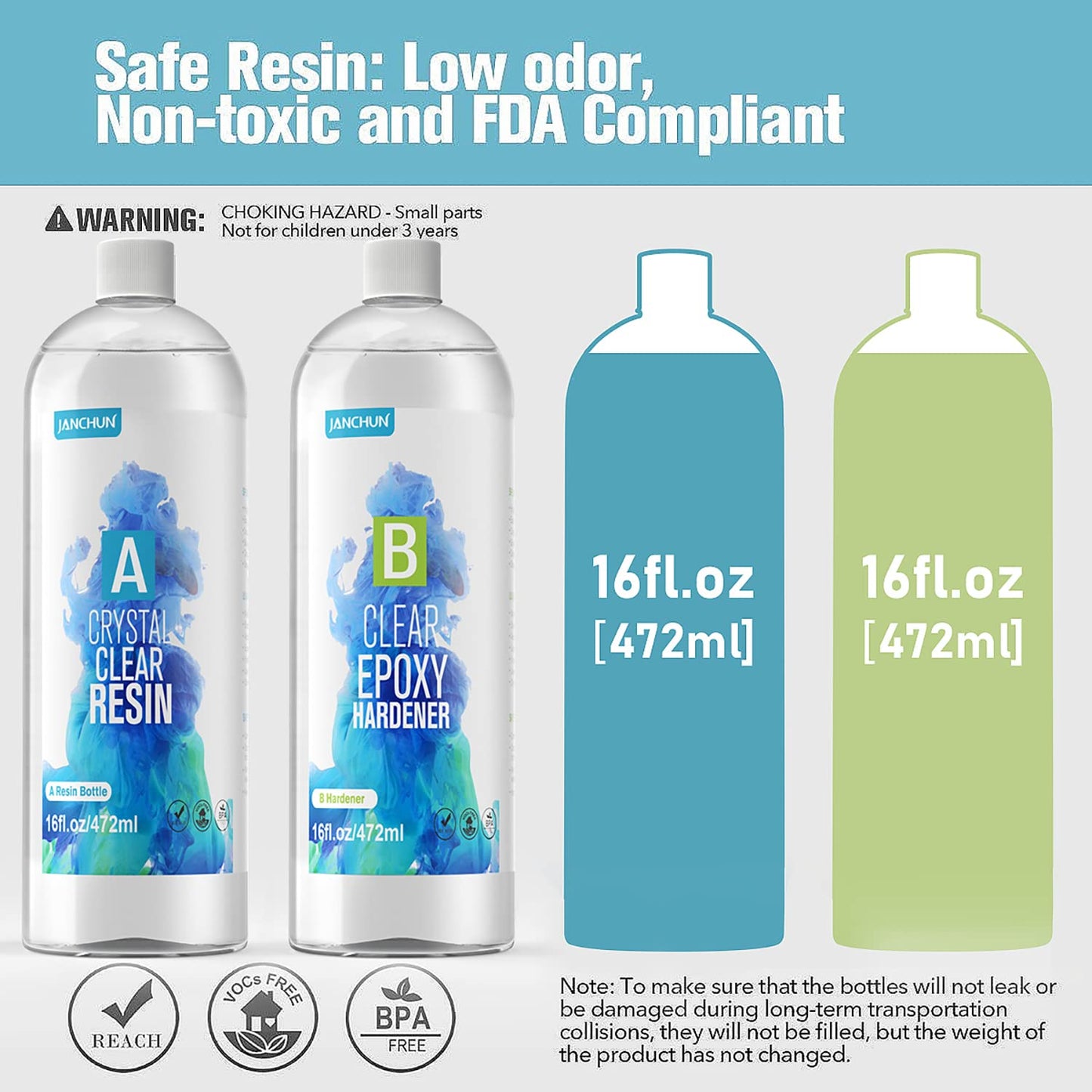 32oz Crystal Clear Epoxy Resin Kit Casting and Coating for River Table Tops, Art Casting Resin,Jewelry Projects, DIY,Tumbler Crafts, Molds, Art Painting, Easy Mix 1:1 Ratio image 1