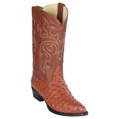 LOS ALTOS BOOTS MENS #990303 J TOE | GENUINE FULL QUILL OSTRICH BOOTS | COLOR COGNAC image 0
