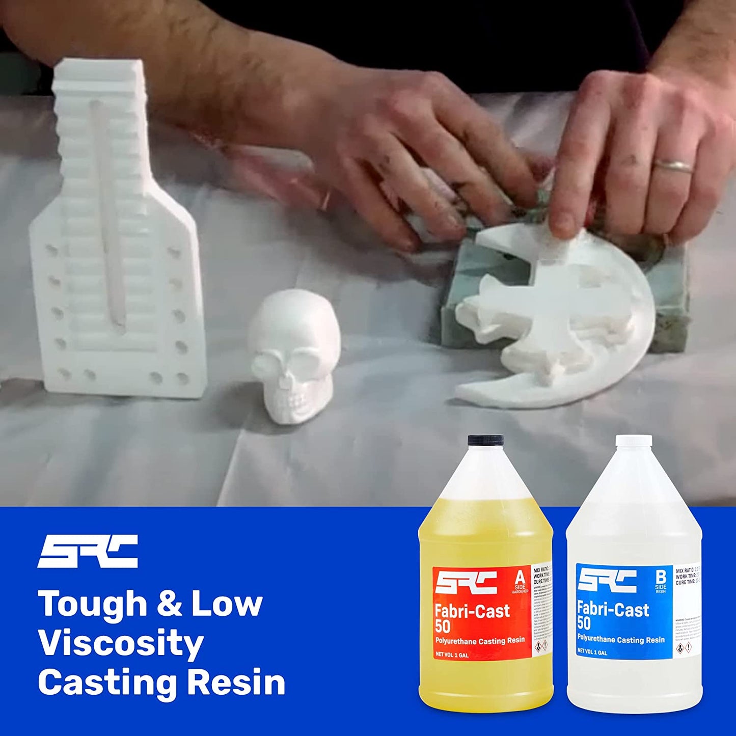 Specialty Resin &amp; Chemical Fabri-Cast 50 [2-Gallon Kit] | 2-Part Polyurethane Casting Resin for Models, Figurines, and Sculptures | Beginner Liquid Molding Set | Ultra Low Viscosity and Fast Curing image 3