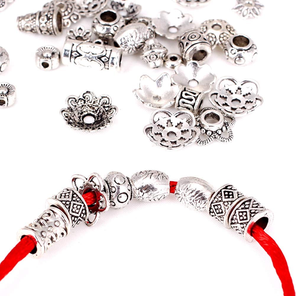 Incredible art 100-Piece Bali Style Jewelry Making Metal Bead Caps Deluxe New Mix, Silver image 2