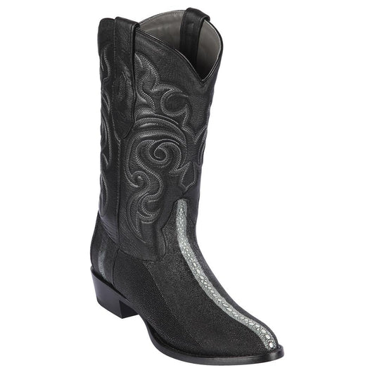 Los Altos Boots Mens #651205 Round Toe | Genuine Stingray Boots Full Single Stone Handmade | Color Black image 0