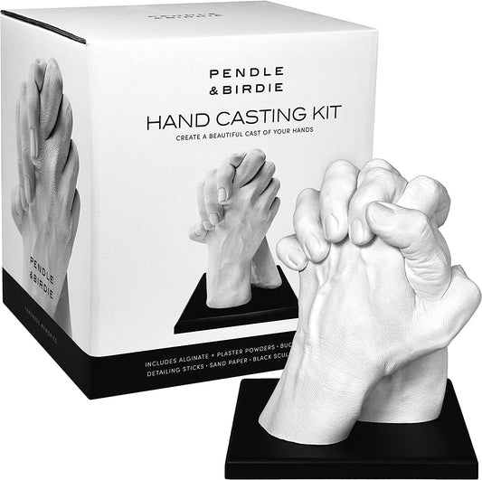 Pendle &amp; Birdie Hand Casting Kit - A Complete Premium Craft Gift to Create a Two-Hand Couples Sculpture Keepsake. Large Kit incl. an Elegant Stand, Plaster &amp; Colour Changing Alginate image 0