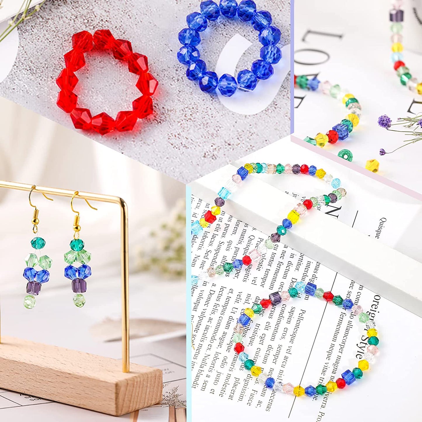 1000 Pieces Crystal Beads for Jewelry Making Faceted Bicone Cube Crystal Glass Beads 6 mm Loose Beads Briollete Rondelle Spacer Beads for Crafts DIY Bracelets Necklace Pendants Making Supplies image 1