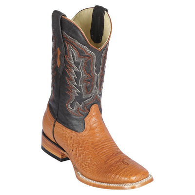 LOS ALTOS BOOTS MENS #8279751 WIDE SQUARE TOE | GENUINE SMOOTH OSTRICH LEATHER BOOTS | COLOR HONEY image 0