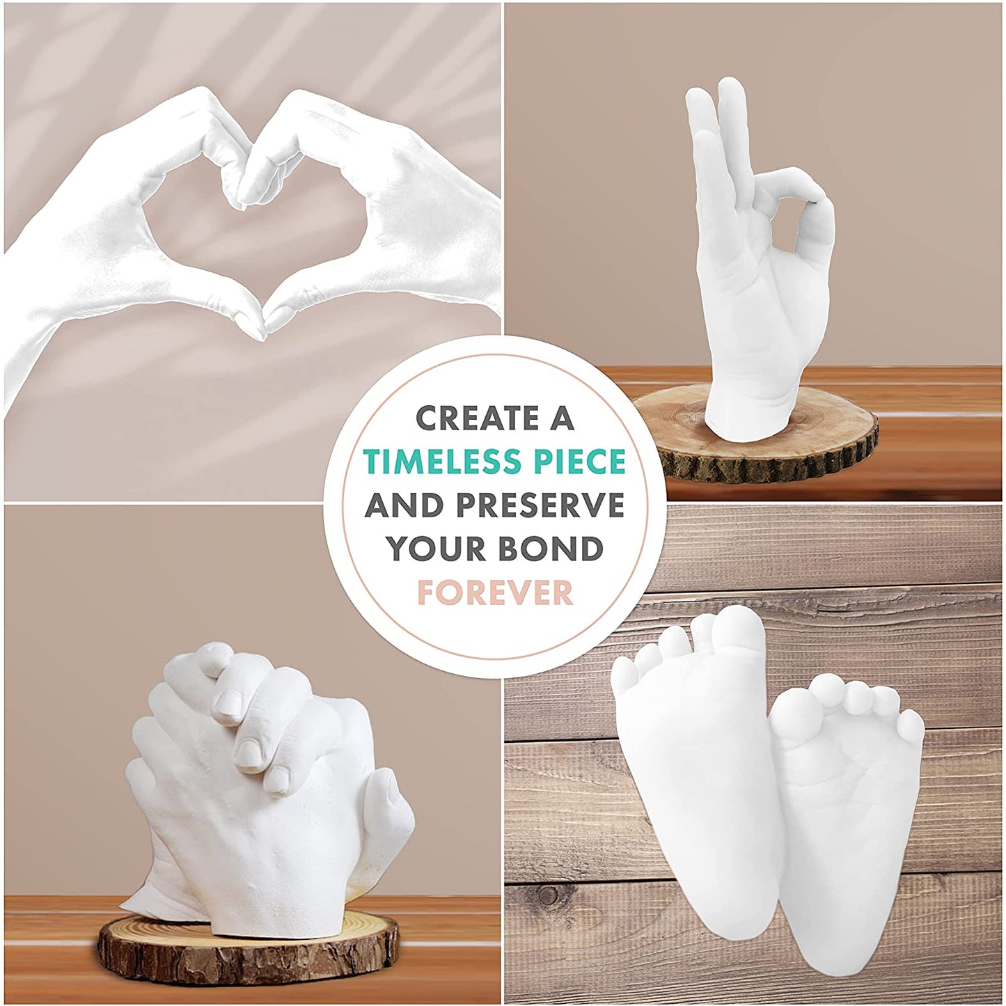 Hand Casting Kit by Craft It Up! DIY Plaster Molding Sculpture Kit, Hand Holding Craft for Adults Couples Romantic Activity Set, Baby Shower, Anniversary, Wedding Gift - Baby Hand Feet Mold Keepsake image 4