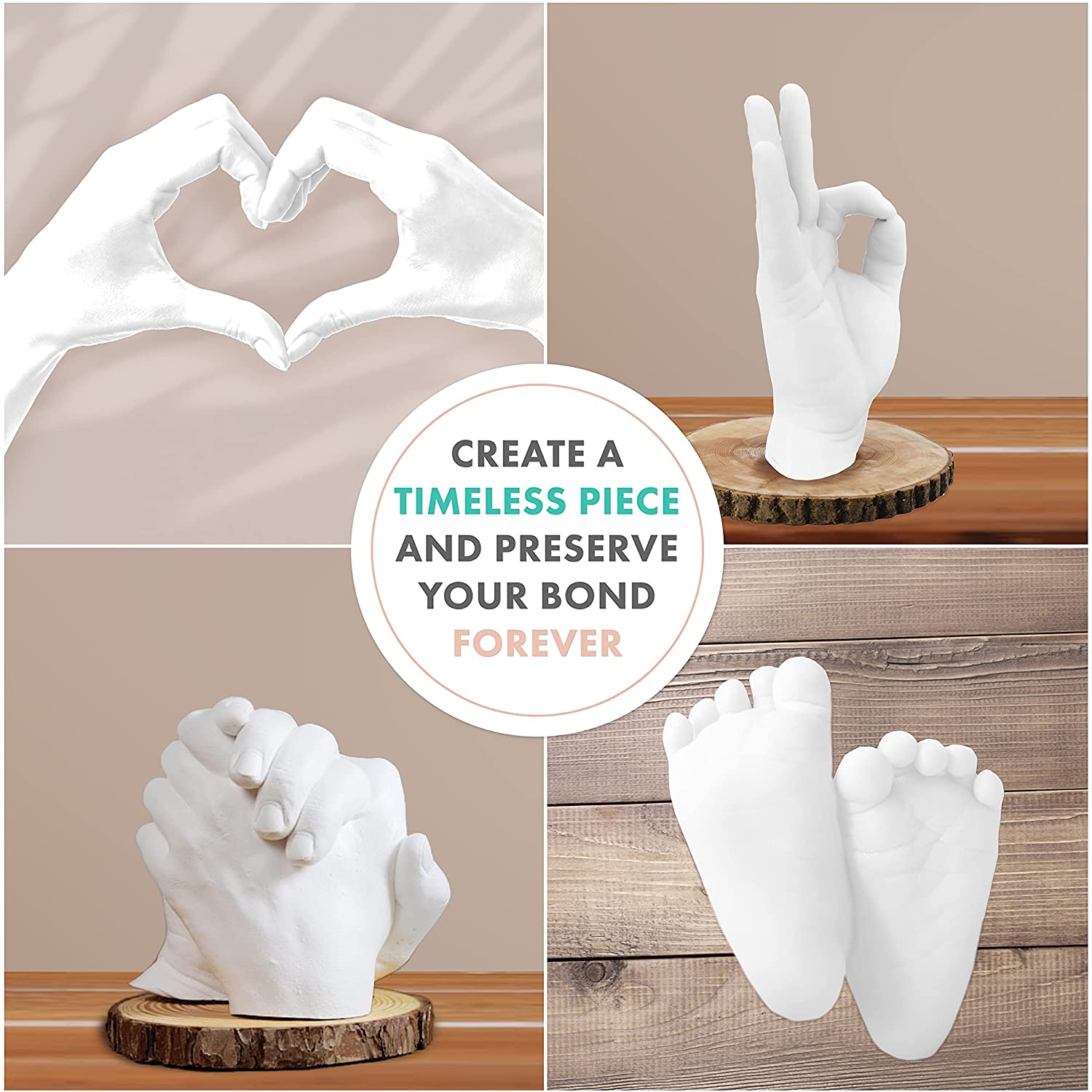 Hand Casting Kit by Craft It Up! DIY Plaster Molding Sculpture Kit, Hand Holding Craft for Adults Couples Romantic Activity Set, Baby Shower, Anniversary, Wedding Gift - Baby Hand Feet Mold Keepsake image 4