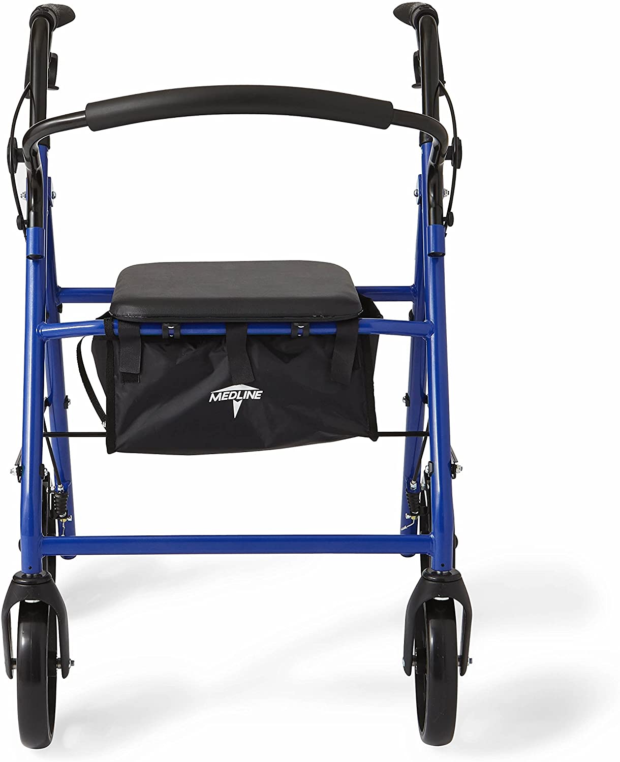 Medline Standard Steel Folding Rollator Adult Walker with 8 Wheels, Blue image 2
