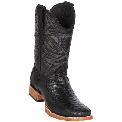 LOS ALTOS BOOTS MENS #82F0305 WIDE SQUARE TOE | GENUINE OSTRICH &amp; DEER SKIN BOOTS | COLOR BLACK image 0