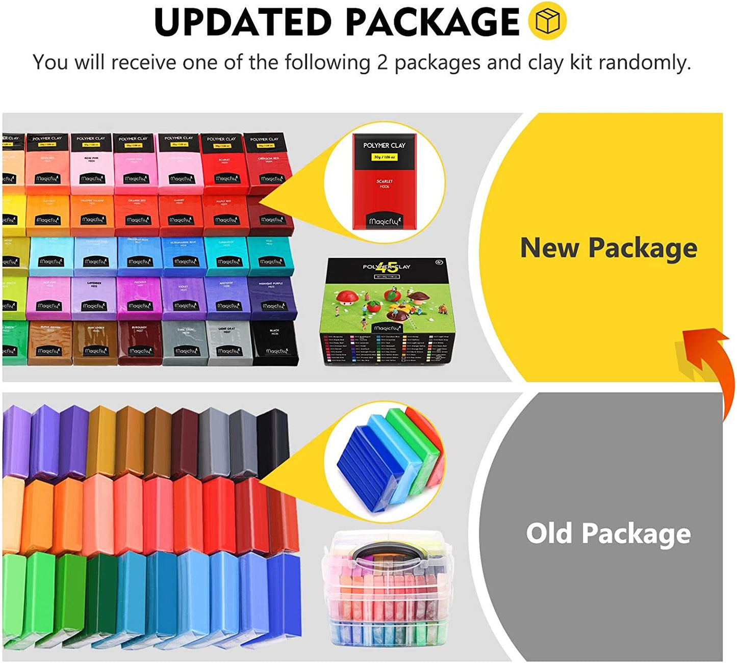 Magicfly Polymer Clay Starter Kit, 45 Colors Oven Bake Clay with 5 Modeling Tools and 40 Jewelry Accessories, Safe and Nontoxic DIY Baking Clay Blocks image 1