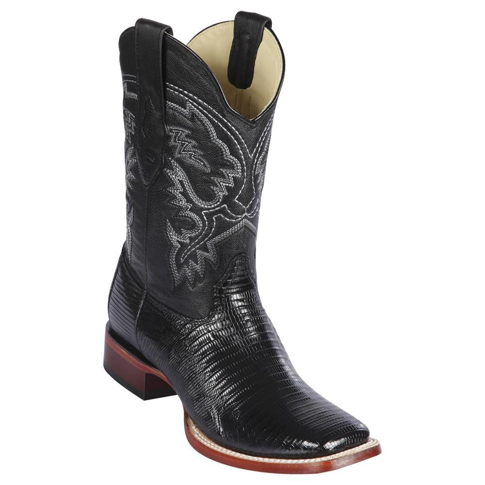 Los Altos Boots Mens #8220705 Wide Square Toe | Genuine Teju Lizard Leather Boots | Color Black (Copy) image 0
